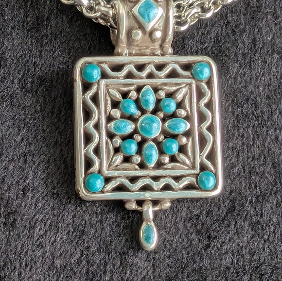 Brighton "Carnival" Blue Turquoise Enamel Necklace, Earrings, Bracelet Set W/Tin - Picture 4 of 15